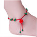 Hàn quốc phiên bản của đơn giản retro pha lê sợi dây màu đỏ vòng chân thời trang sinh viên chuông couple nữ bạc foot bracelet unisex Vòng chân