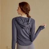 Спортивная куртка с капюшоном с молнией, приталенная одежда для йоги, лонгслив для тренировок для спортзала, для бега