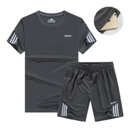 Thể thao mới phù hợp với nam giới mùa hè buổi sáng chạy quần áo giản dị quần áo tập thể dục bóng đá quần áo đào tạo thoáng khí T 桖 ngắn tay quần short