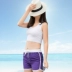 Quần bãi biển của phụ nữ mùa hè bên bờ biển màu rắn thường lỏng lẻo quần short kỳ nghỉ hoa quần 衩 thêm phân bón để tăng bãi biển bơi thân