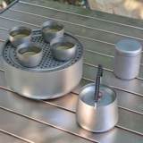 Металлический дорожный маленький портативный чайный сервиз, круглая коробка для хранения