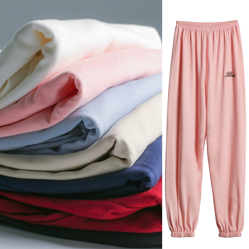 Có thể mặc đồ ngủ nữ Nhật Bản mùa xuân và mùa thu cotton cổ tích quần mỏng mùa hè rộng rãi quần cotton kích thước lớn - Quần tây