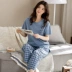 Bộ đồ ngủ mùa hè dành cho nữ quần ngắn tay bằng cotton nguyên chất mùa xuân và mùa thu quần áo ở nhà ngắn tay mỏng giản dị dành cho nữ có thể mặc bên ngoài phù hợp với Bộ Pajama