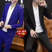 Mùa xuân và mùa thu Bộ đồ mới dành cho nam Giới trẻ Hàn Quốc Slim Casual Thời trang hai mảnh dành cho giới trẻ - Suit phù hợp