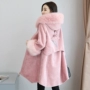 Cừu xén lông áo khoác nữ phần dài 2018 mùa đông mới Haining fox fur trùm đầu một chiếc áo khoác len nữ áo khoác lông nữ dáng ngắn