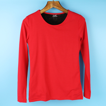 轻妙新品冬季长袖女圆领内衣纯棉加绒加厚时尚保暖上衣bny1806