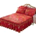 Khăn trải giường bằng vải bông loại đơn giường đơn giản 1,8m Giường trải giường cộng với vải bông bảo vệ che bụi chống trượt dày 2.0 Váy Petti