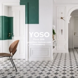 Французская ретро черно -белая плитка кухня ресторан туалетная плитка туалетная ванная комната настенная плитка кирпич двор балконы балконы плитка