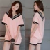 Đồ ngủ nữ mùa hè ngắn tay Hàn Quốc dễ thương cô gái phù hợp với quần short mùa hè có thể được đeo bên ngoài chạy giải trí lỏng dịch vụ nhà Bên ngoài ăn mặc