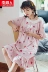 Váy ngủ nam cực nam mùa hè cotton ngắn tay mùa hè Hàn Quốc ngọt ngào dễ thương cỡ lớn đồ ngủ công chúa gió nhà mỏng - Đêm đầm