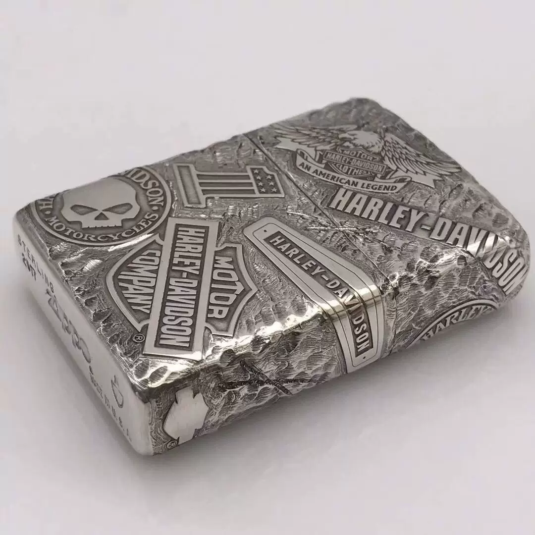 Zippo стерлинговое серебро скульптура Harley 11 глав пять - шестигранная ретро резьба ветроустойчивая Harley череп броня орел зажигалка