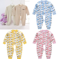 Bé sơ sinh Xiêm quần áo cotton sơ sinh bé dài tay hat màu cotton sơ sinh mở tập tin romper mùa xuân và mùa thu áo khoác dày cho bé mùa đông