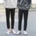Quần đen nam Hàn Quốc phiên bản quần âu nam xu hướng quần ống rộng bf trai chín quần dài quần Hồng Kông - Quần quan lot nam Quần