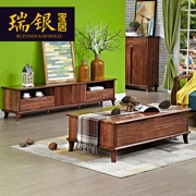 Bắc âu gỗ rắn bàn cà phê TV kết hợp tủ Nhật Bản căn hộ nhỏ Wujinmu đồ nội thất phòng khách đặt tủ set