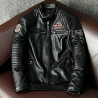 áo gió đi phượt Áo khoác da bò lớp đầu tiên dành cho nam giới của Harley Châu Âu và Mỹ, áo khoác da mỏng có cổ đứng, quần áo xe máy hợp thời trang áo gió 1 lớp cho nam