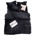Mùa đông flannel tấm đen bốn bộ chăn đen cá tính bao gồm màu rắn sang trọng nhung mịn hai mặt chăn ga cao cấp luxury Bộ đồ giường bốn mảnh