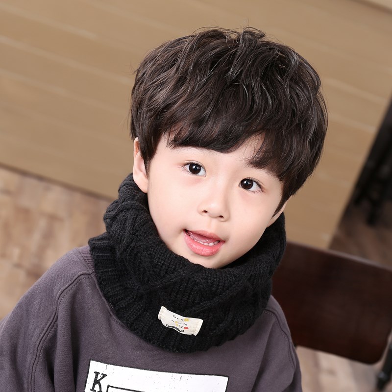 韩国宝宝秋冬天儿童围巾毛线保暖套头围脖男女孩冬天纯色百搭脖套