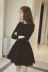 Váy mùa thu đông nữ cộng với nhung đen Hepburn retro đen 2018 phiên bản Hàn Quốc mới của váy đen dài tay đáy váy