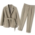 XC mùa thu mới dài giữa eo dài phù hợp với áo khoác retro mỏng giản dị chín quần phù hợp với quần áo hai dây bộ vest nữ Business Suit