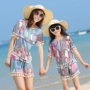 Bông lụa đồ ngủ nữ mùa hè bông đặt ngắn tay mỏng hai mảnh kích thước lớn có thể được đeo bên ngoài trẻ em của nhà mặc cha mẹ và con bộ đồ mặc nhà cho trẻ em