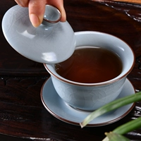 Ru Kiln Sancai Bowl, один кусок, может поднять чайный набор кунг -фу, а не горячий, цитрон -пузырьковая чая чай чашка керамический дом керамический дом
