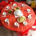 Khăn trải bàn dùng một lần màng nhựa dùng một lần Khăn trải bàn khăn trải bàn cưới màu đỏ trắng - Các món ăn dùng một lần