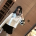 Chao Manman Gothic Thư Ngắn Áo Len 2018 Phụ Nữ Mới Dài Tay Áo Trùm Đầu Hàn Quốc Mùa Thu Loose Top áo nỉ hoodie dễ thương Áo len