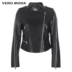 Vero Moda Autumn Epaulettes Pig Leather Slim Fit Áo khoác xe máy Da nữ | 318310526 - Quần áo da áo da nữ Quần áo da