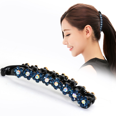 竖夹竖式发卡夹子头饰发夹女水钻马尾夹防滑气质大号香蕉竖卡韩版