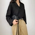 Hai mặc sang trọng nhỏ phù hợp với V-cổ ve áo nút lỏng phần mỏng ánh sáng ngắn ngắn tay áo ngắn của phụ nữ đầu mùa thu áo kiểu trung niên u50 Áo khoác ngắn