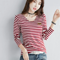 Осенняя хлопковая футболка, лонгслив, коллекция 2023, в корейском стиле, большой размер