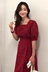 Ai mặc đẹp-tìm-và-đẹp-puffy cổ tay-tay đầm trong Hàn Quốc Hans chic retro ngọt-đỏ-kẻ sọc ăn mặc váy nhung đỏ váy đầm