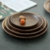 Nhật Bản Elm Cao su Gỗ Đen Walnut Disc Snack Món tráng miệng Món ăn Nuts Hạt giống Đĩa tròn bằng gỗ - Tấm Tấm