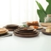 Nhật Bản Elm Cao su Gỗ Đen Walnut Disc Snack Món tráng miệng Món ăn Nuts Hạt giống Đĩa tròn bằng gỗ - Tấm đũa gỗ cao cấp xuất khẩu Tấm