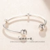 Chính hãng Pandora Pandora LOGO Vòng khóa mở Vòng đeo tay nữ 925 Sterling Silver Base Bracelet Nữ 596477 thạch anh tóc đen Vòng đeo tay Cuff