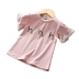 2018 mùa hè mới cô gái Hàn Quốc cotton letter in ấn T-Shirt thoải mái nữ kho báu hoa thoáng khí ngắn tay áo sơ mi quần áo trẻ em giá rẻ Áo thun
