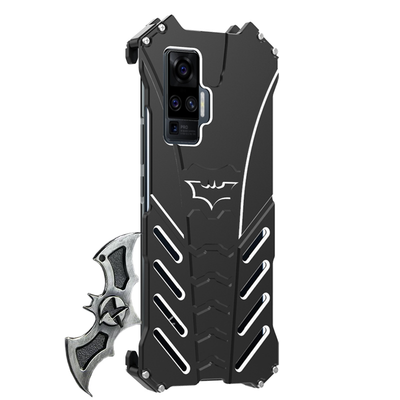 R-Just Batman Shockproof Aluminum Shell Metal Case with Custom Batarang Stent for vivo X50 Pro & vivo X50