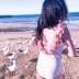 Quần áo trẻ em Hàn Quốc 2018 bé gái mùa hè mới ba chiều hoa backless một mảnh áo tắm bé gái đồ bơi cha mẹ-con