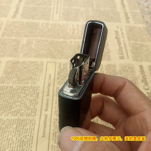 Зажигалка, черный универсальный кожаный защитный чехол ручной работы, из натуральной кожи