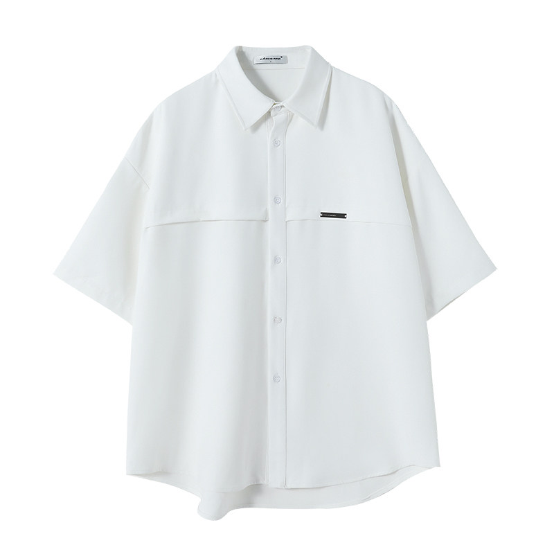 A light and mature short-sleeved shirt for men in summer, a thin and high-end, loose half-sleeved shirt with a cool and drape look, a white inch shirt Item Picture
