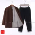 Quần áo mùa đông vải thô cotton nguyên chất Tang phù hợp với áo khoác đệm bông áo khoác quần đệm bông phù hợp với nam cha dày Hanfu Quần áo cotton kiểu Trung Quốc Trang phục dân tộc