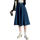 Длинная джинсовая юбка, коллекция 2023, оверсайз, А-силуэт, городской стиль