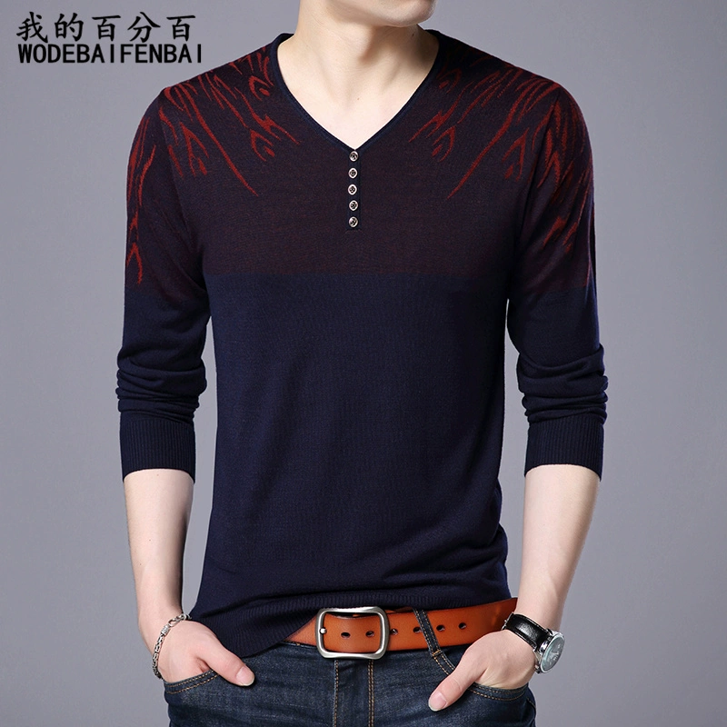 Mùa xuân người đàn ông trẻ tuổi của dài tay đan T-Shirt v-cổ Hàn Quốc casual loose áo len nam áo len nam mỏng của quần áo áo khoác len nam Áo len