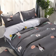 Bộ đồ giường bốn mảnh sáng tạo khăn trải giường chăn ba mảnh cá tính hoạt hình động vật chó mèo mô hình 3D