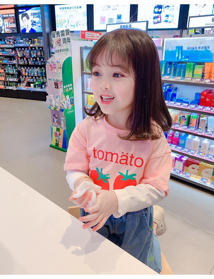 Pink Long Sleevesummer wear children Short sleeve T-shirt girl 2020 summer Boy baby Korean version pure cotton Splicing Long sleeve Cartoon jacket