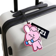Ремешок с крючками 韩国bt21公仔形状行李牌旅行拉杆箱包吊牌托运防丢联系名牌挂件