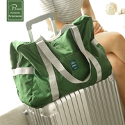 Gấp túi nữ túi du lịch xách tay đa chức năng công suất lớn dày không thấm nước có thể được đặt xe đẩy trường hợp hành lý lưu trữ túi