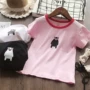 Cô gái mùa hè 2018 mới phim hoạt hình Hàn Quốc cá tính văn bản in ngắn tay T-Shirt trẻ em thời trang áo sơ mi áo thun cộc tay cho bé