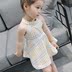 Cô gái treo cổ áo 2018 mùa hè mới trẻ em Hàn Quốc váy bé làm mới in không tay áo váy Váy