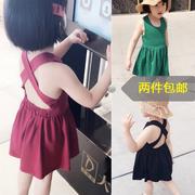 Trẻ em mặc cô gái yếm trong váy mùa hè backless váy 2018 mới Hàn Quốc váy bé công chúa váy mỏng